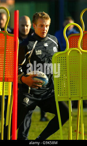 Rugby Union - sessione di formazione in Scozia - Murrayfield. Simon Taylor in Scozia durante una sessione di formazione a Myrrayfield, Edimburgo. Foto Stock