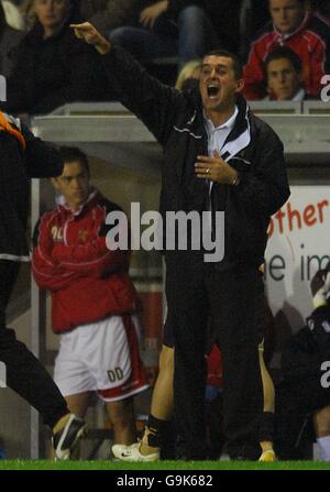 Calcio - Carling Cup - terzo turno - MK Dons v Tottenham Hotspur - Stadio Nazionale di Hockey. Martin Allen, manager di Milton Keynes Dons Foto Stock