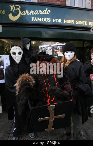 Dublino protesta di pelliccia Foto Stock