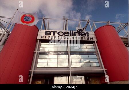 Calcio - Campionato europeo Under16 - Semifinale - Spagna / Croazia. Vista generale dell'ingresso al Cellnet Riverside Stadium, sede di Middlesbrough e sede della semifinale tra Croazia e Spagna Foto Stock