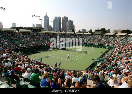 Vista generale che mostra l'Australian Open Venue - Margaret Court Arena a Melbourne Park, Melbourne, Australia. Foto Stock