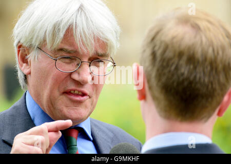 Andrea Mitchell MP (conservatore: Sutton Coldfield) dando un'intervista su College Green, Westminster, Giugno 2016 Foto Stock