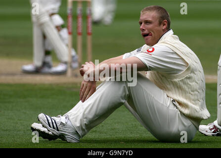 Cricket - Tour delle ceneri - Quarta prova 3-mobile - Australia / Inghilterra - Day 2 - Melbourne. Capitano inglese Andrew Flintoff durante la seconda giornata del quarto test match alla MCG di Melbourne, Australia. Foto Stock