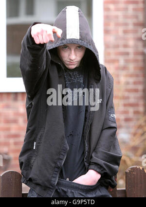 Hoodie 'srimprovero' crociata pistola Cameron Foto Stock