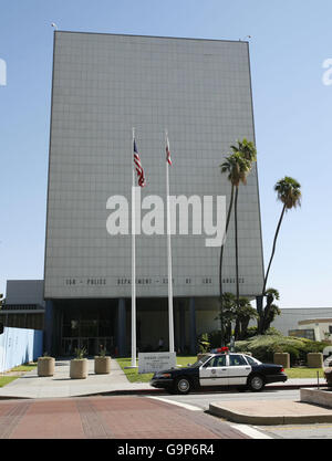 Una vista del Los Angeles Police Department (LAPD) edificio nel centro di Los Angeles, Stati Uniti. Foto Stock