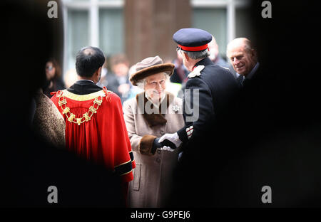 La regina visite Docklands di Londra Foto Stock