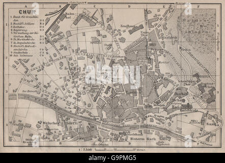 COIRE / Chur. Chur. town city stadtplan. La Svizzera Suisse Schweiz, 1905 Mappa Foto Stock