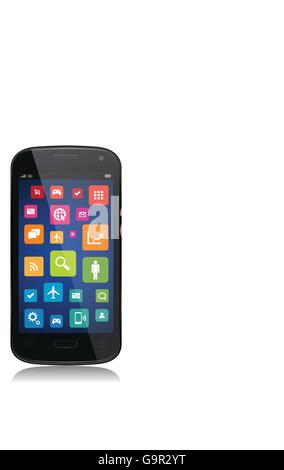 Questa immagine è un file vettore che rappresenta una raccolta di applicazioni su uno smartphone. Illustrazione Vettoriale