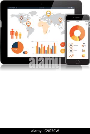 Vettore Tablet dettagliata e vettore di mobili di design. Illustrazione Vettoriale