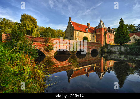 Castello Moated Senden, Nord Reno-Westfalia, Germania Foto Stock