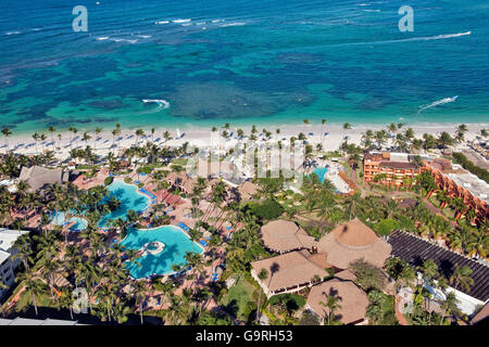 Beach Resort, reef, Bavaro e Punta Cana, La Altagracia Provincia, Repubblica Dominicana Foto Stock