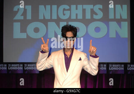 Annuncio del tour Prince UK - Londra. Prince annuncia il suo nuovo tour del 21 presso l'arena O2, presso l'ospedale di Covent Garden, nel centro di Londra. Foto Stock