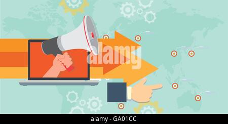 Online marketing direzione concetto illustrazione vettoriale design Illustrazione Vettoriale