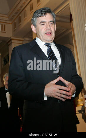 Il Cancelliere Gordon Brown in vista del suo discorso finale alla cena annuale per banchieri e commercianti, Mansion House, Londra. Foto Stock