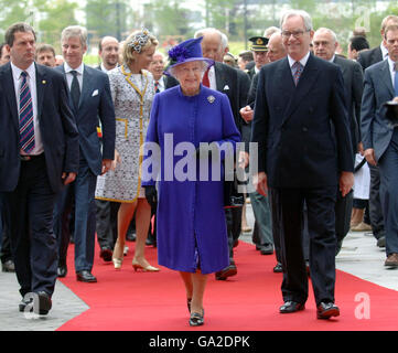 La regina visite Belgio Foto Stock