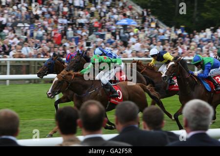 Giganticus e Jockey Philip Robinson vincono l'handicap Ladbrookes Bunbury Cup al campo di Luglio, Newmarket Racecourse, Newmarket Suffolk. PREMERE ASSOCIAZIONE foto. Foto data Venerdì 13 2007 luglio. Il credito fotografico dovrebbe leggere Chris Radburn/PA Wire. Foto Stock