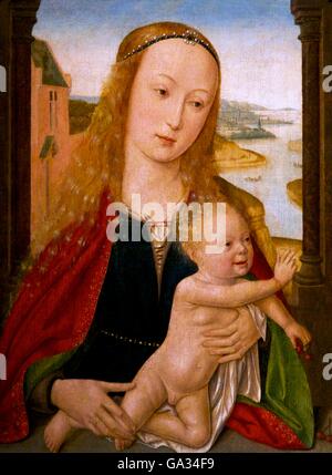 Dittico con la Vergine e il bambino e il donatore, dal maestro di Bruges, 1495, Courtauld Gallery, Somerset House, London, England, Regno Unito Foto Stock