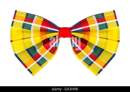 A scacchi colorati bow tie isolati su sfondo bianco Foto Stock