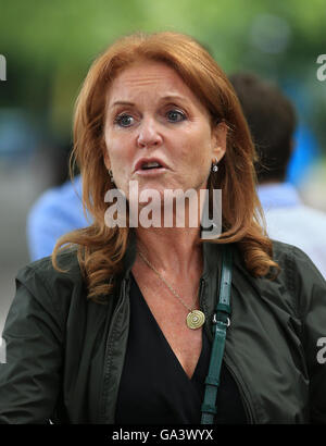 Sarah Ferguson durante il round dieci della FIA Formula e campionato a Battersea Park, Londra. Foto Stock