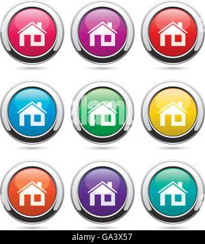 Vector set di pulsanti home Illustrazione Vettoriale