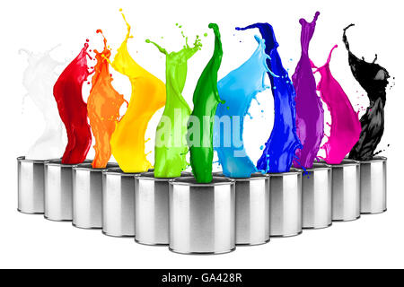 Colorate colore arcobaleno dose collage splash isolati su sfondo bianco Foto Stock