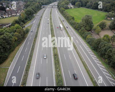 Vista dal palloncino, autostrada A2, Bottrop, Germania Foto Stock
