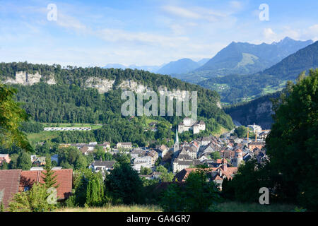 Feldkirch vista dall'Ardetzenberg per la città vecchia con il Castello di Schattenburg Austria Vorarlberg Foto Stock