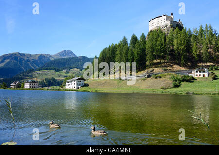 Tarasp Tarasp, Castello di Tarasp Lago Svizzera Grigioni Grigioni Engadina Bassa fino, Bassa Engadina Foto Stock