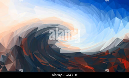 Visualizzazione astratta di una grande onda e il cielo - simboleggia la potenza della natura e le forze contrarie di yin e yang Foto Stock
