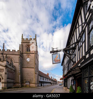 La Guild Chapel e Falcon Hotel, Stratford upon Avon Foto Stock