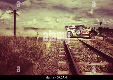 Mikolajki, Polonia. 02Luglio, 2016. WRC Rally di Polonia, stadi 12-17. Sebastien Ogier (FRA) &#x2013; Julien Ingrassia (FRA) - Volkswagen Polo R WRC Credito: Azione Sport Plus/Alamy Live News Foto Stock