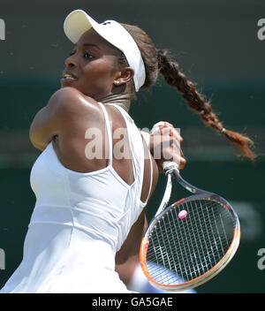 Londra, Regno Unito. 3 Luglio, 2016. AELTC i campionati di tennis a Wimbledon Londra UK Sloane Stephens USA Credito: Leo Mason/Alamy Live News Foto Stock