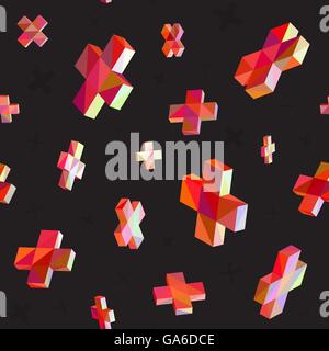 Vettore multicolore Senza Giunture forma a croce guazzabuglio dimensionale Pattern Illustrazione Vettoriale