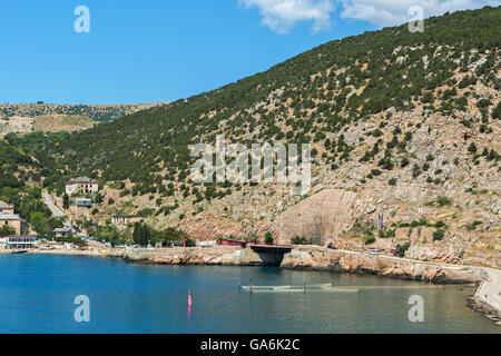 Ingresso alla ex Unione Sovietica sottomarino navy base. Balaklava bay. Foto Stock