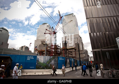 Il punto zero al suolo sito in costruzione nella città di New York, NY, STATI UNITI D'AMERICA Foto Stock