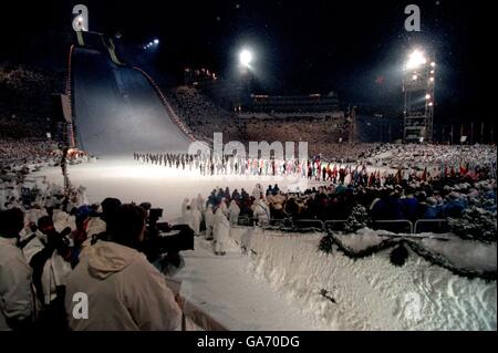 Giochi Olimpici invernali - Lillehammer 94. Vista generale della cerimonia di apertura a Lillehammer Foto Stock