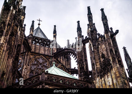 Vicino la vista dettagliata della Cattedrale di San Vito Praga Foto Stock