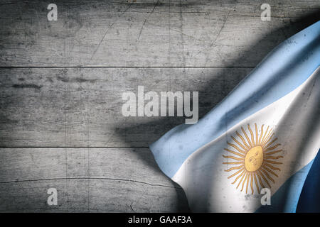 3D rendering della Repubblica Argentina bandiera su un vecchio superficie in legno Foto Stock