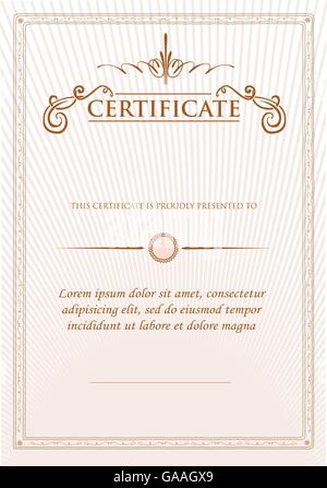 Vintage retrò certificato telaio dello sfondo del modello di progettazione Illustrazione Vettoriale