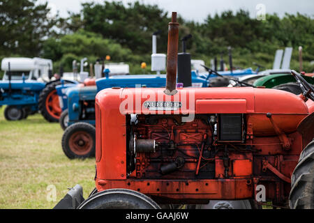 Un Nuffield Universal quattro vintage il trattore sul display a Padstow Country Fair in Cornovaglia. Foto Stock