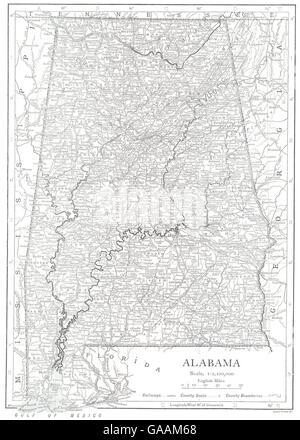 ALABAMA: Alabama state mappa che mostra le contee, 1910 Foto Stock