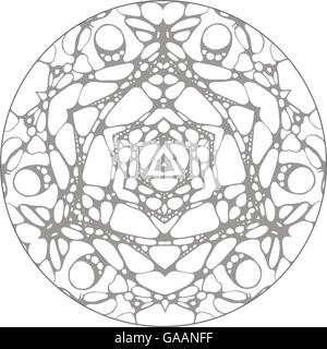 In bianco e nero disegnato a mano caleidoscopio astratta illustrazione vettoriale. Illustrazione Vettoriale