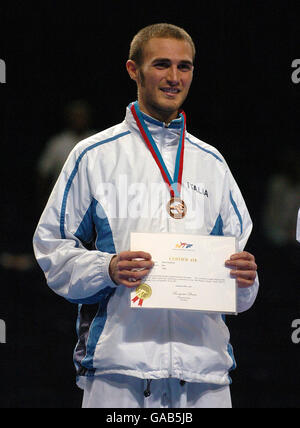 Atletica - 2007 World Taekwondo qualificazione olimpica di Pechino - Arena MASCHILE. Uomo -80kg Medaglia di bronzo Mauro Sarmiento italiano Foto Stock