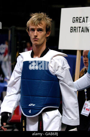 Atletica - 2007 World Taekwondo qualificazione olimpica di Pechino - Arena MASCHILE. Tony Grisman, Gran Bretagna Foto Stock