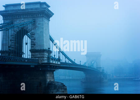 Sospensione Ponte delle catene a Budapest, Ungheria Foto Stock