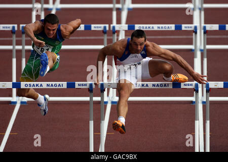 Sebrle Roman della Repubblica Ceca (a destra) nel Decathlon Men's 1500 Metri evento Foto Stock