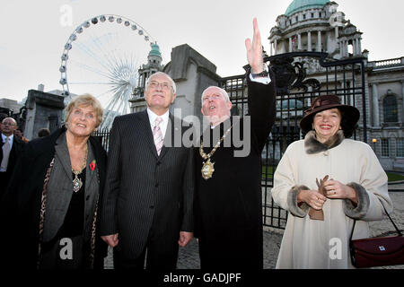 Presidente della Repubblica ceca visite Belfast Foto Stock