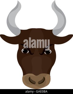 Angry bull faccia con grandi corna Illustrazione Vettoriale