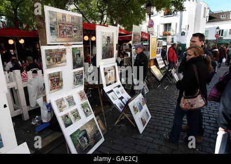 Francia stock di viaggi. Artisti nella zona di Montmartre di Parigi. Foto Stock