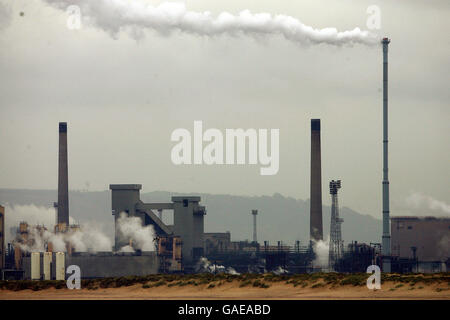 L'acciaieria Corus a Redcar accanto ai River Tees. Foto Stock